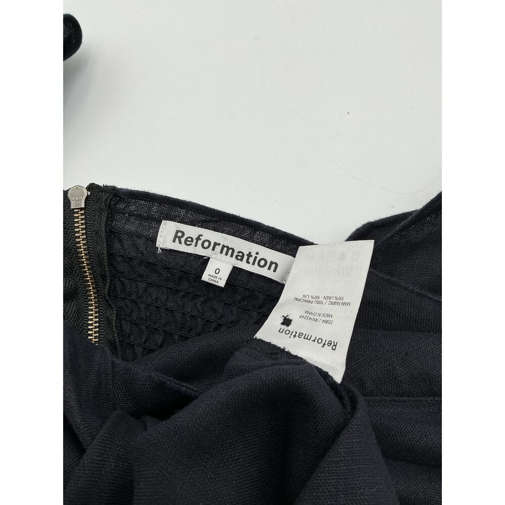 Reformation black sleeveless button-front midi dress with bow detail - Picture 3 of 3
